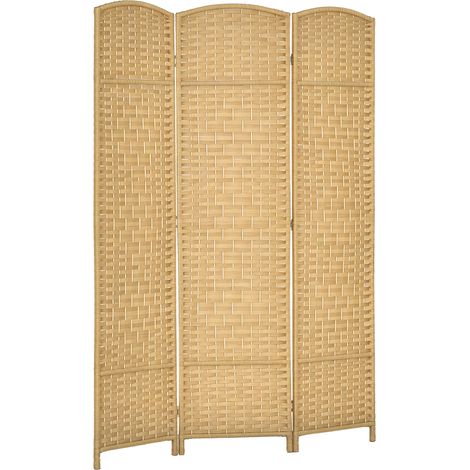 Divisorio a 3 pannelli in legno, paravento pieghevole per soggiorno o camera da letto, 135 x 180 cm, legno naturale.