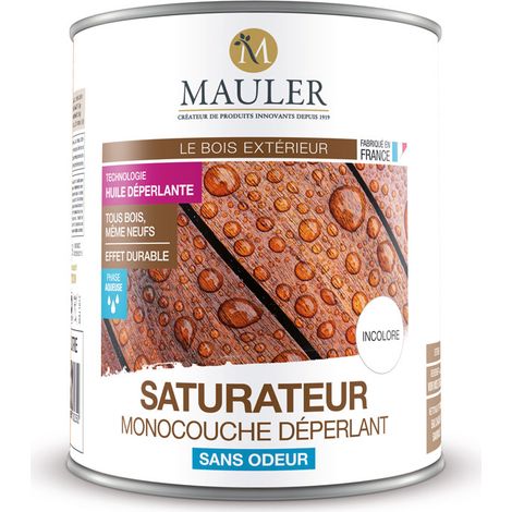 Saturateur monocouche bois et terrasse 5L mat incolore – Protection UV et intempéries – Technologie déperlante – Application en une seule couche – 1919 By Mauler
