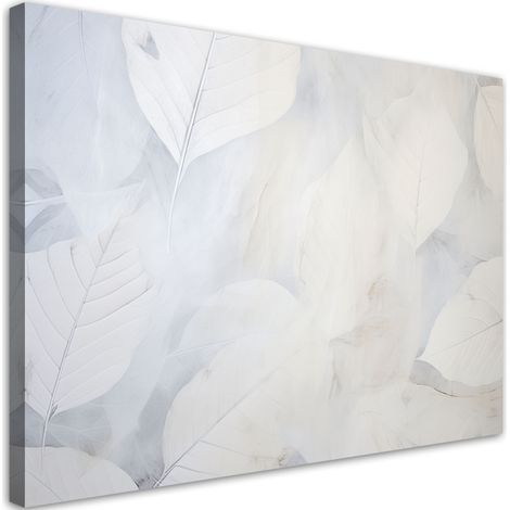 Quadro su tela, Foglie grandi beige natura cemento boho - 60x40 (1/3)