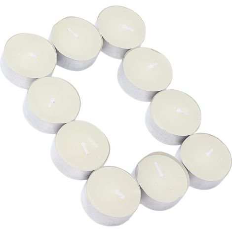 10 bougies chauffe-plat pressées sans fumée, blanches décoratives pour mariage et fête, lot de 10 pièces (1/5)
