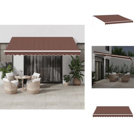 The Living Store Markise Manuell mit LED Braun 400x300 cm - Terrassenmarkise (1/5)