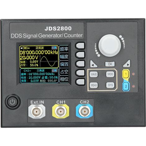 Générateur de signaux fonctionnels JDS2800 60 MHz, écran LCD 2,4 pouces, source de signal DDS à deux canaux, alimentation 100-240 V CA, prise standard européenne (1/5)