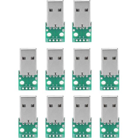 Carte adaptateur USB vers DIP, 10 pièces USB type A prise mâle vers carte adaptateur DIP, connecteur adaptateur 4 broches 2,54 mm, pour alimentation USB bricolage, conception de planche à pain (1/5)
