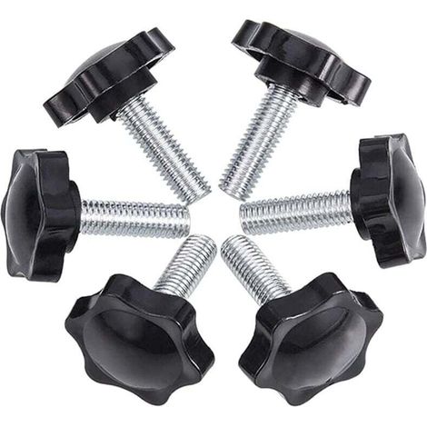 6er-Packung M8x25mm Rändelschrauben, gerändelte Kunststoff-Sternknopf-Rändelschrauben - JUSCH