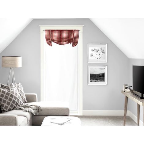 Voile porte fenêtre 70x200 cm VICHY rouge, en coton jacquard