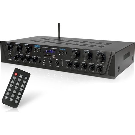 Mini amplificateur Bluetooth, amplificateur stéréo, amplificateur, récepteur stéréo, 600 W, 6 canaux, USB, SD, AUX, RCA, Radio FM (1/5)