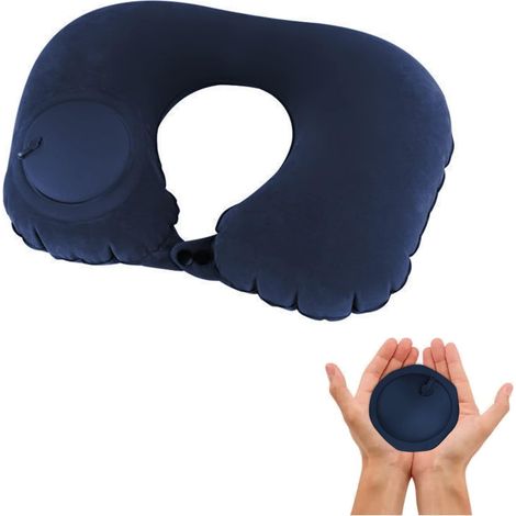 Oreiller de voyage gonflable, oreiller cervical gonflable, oreiller de voyage pour la nuque, oreiller d'avion, avec pompe de pression, pour un sommeil réparateur, en avion, en voiture, au bureau et en (1/5)
