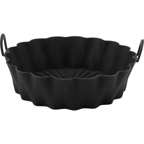 Plateau rond en silicone pour friteuse à air – 7,5 pouces – Résistant à la chaleur – Noir (1/5)