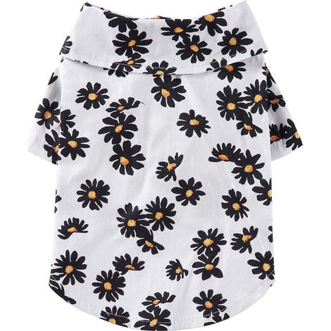 Chemise Hawaïenne Pour Chien - T-Shirt Été Imprimé Fleur De Tournesol - Boutons Pression Manches Courtes - Coton Et Polyester - Taille S À Xl (1/5)