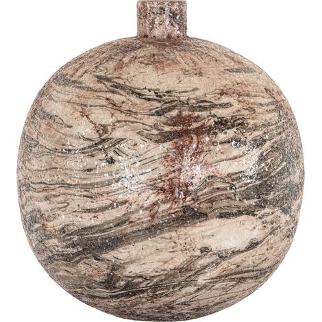 Vase beige forme ronde effet pierre ambiance naturelle - Beige effet pierre marbrée (1/3)