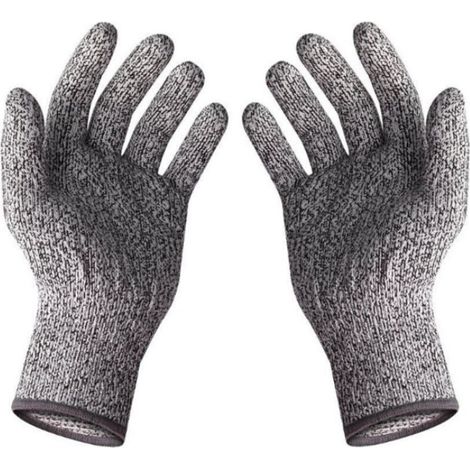Une paire de gants anti-coupure grade 5, cuisine de qualité alimentaire protection anti-coupure abattage jardinage pêche gants de travail du bois (L)