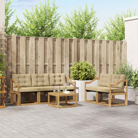 vidaXL Conjunto de sofás de exterior 6 uds. y Beige (1/5)