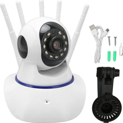 Caméra sans fil Wifi, conversation bidirectionnelle, Vision nocturne haute définition, pour intérieur et extérieur, prise américaine, large tension (1/5)