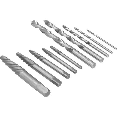 Kit extracteur de vis 10 pièces, ensemble combiné extracteur de forets impériaux, boîte en fer-blanc noir. (1/5)