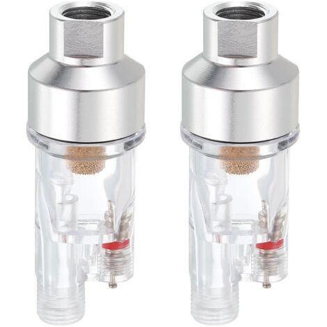 BUNTHAUS Lot de 2 filtres en ligne pour aérographe, filetage d'entrée et de sortie 1/8 BSP Mini filtre à air, séparateur d'eau et d'huile pour peinture, pulvérisation, tuyaux d'air, tuyau d'air
