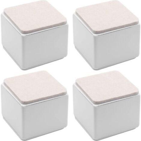 Lot de 4 rehausseurs de lit autocollants, carrés et robustes, en acier carbone, pour table et canapé, ajoutant 5 cm de hauteur avec patin en feutre, blancs
