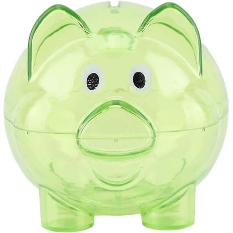 Tirelire, en plastique transparent mignon créatif couleur dessin animé cochon banque d'argent boîte d'économie d'argent beaux ornements de meubles adaptés aux cadeaux (vert) (1/3)