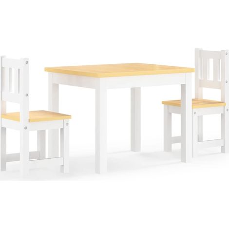 3 Piece Children Table and Chair Set White and Beige MDF vidaXL