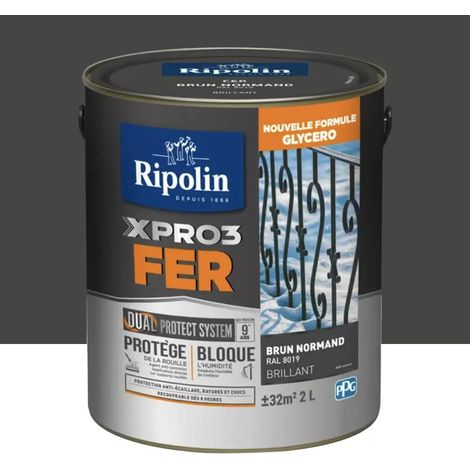 Ripolin – Peinture fer glycéro antirouille 2 L – Brillant brun normand – Application facile sur supports à reliefs – Recouvrable en 8 heures (1/3)