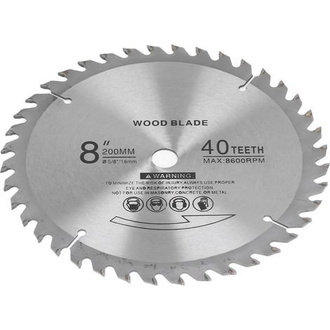 Lame de scie circulaire de 20 cm (8 po) à 40 dents en carbure cémenté pour la coupe du bois et du métal