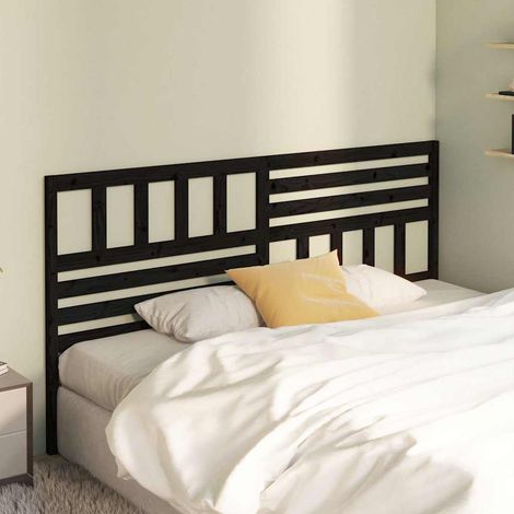 vidaXL Cabecero de cama madera maciza de pino negro 186x4x100 cm (1/5)