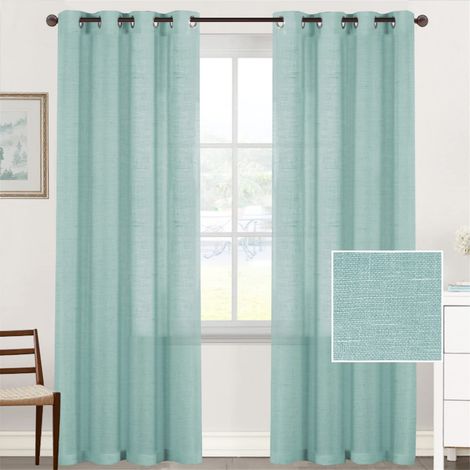 Lac Vert Rideaux Filet Semi-Transparents à Œillets 2 Pièces 132x241 cm, Sans Tringle, pour Salon Balcon Chambre Salle de Bain (1/5)