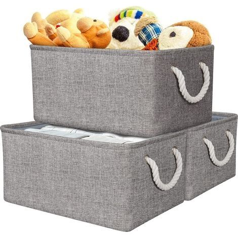 3 Pcs Tissu Panier de rangement avec poignées, pliable imperméable à l’eau, boîtes de cube de rangement Organisateur à domicile (1/5)