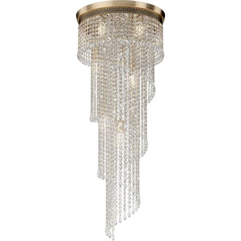 Cascade Lustre Doré Antique & Cristal, 12 Lumières, E14 (1/4)