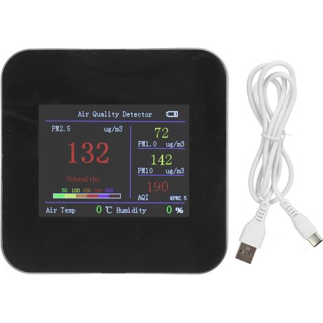 Analyseur de qualité d'air intérieur, détecteur de température, hygromètre, capteur PM2.5 KB1 avec batterie intégrée et charge Type C. (1/5)