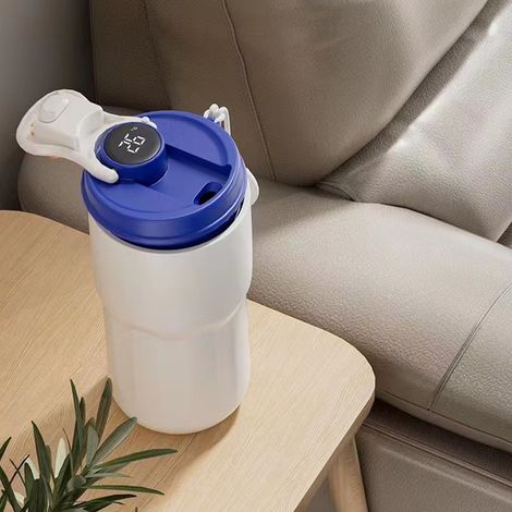 Mug isotherme réutilisable en acier inoxydable, tasse de voyage pour boissons chaudes et glacées, bleu (1/5)