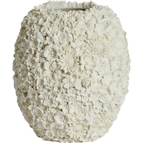 Vase fleuri blanc synthétique résine Violeta 27x27x31cm