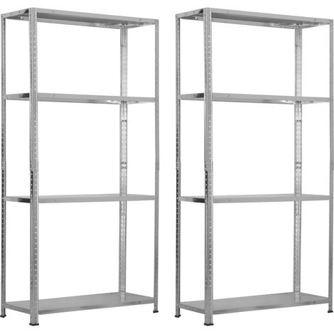 Confezione da 2 scaffalature metalliche modulari SteelSmart con 4 ripiani 160 kg 145x30x70 cm 7house