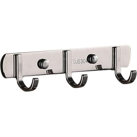 Porte-serviettes mural en acier inoxydable, crochet moderne et robuste pour entrée, couloir, cuisine, salle de bain, chambre (plat, 3 crochets)