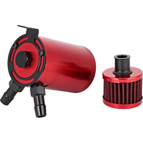 Bidon de récupération d'huile en alliage d'aluminium universel avec kit accessoire 2 ports (Rouge) (1/3)