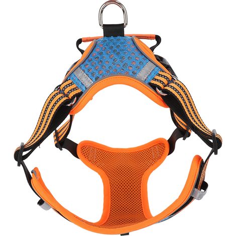 Jewel Blue Hundegeschirr aus atmungsaktivem Mesh, verstellbar und reflektierend, mit doppeltem Brustgurt (Größe S). (1/5)