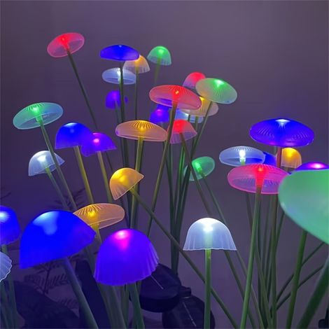 Lampe solaire de jardin en forme de méduse, double mode, LED, étanche, champignon, pour terrasse, cour et allée (1/3)