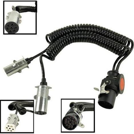 Cable eléctrico en espiral de 15 pines 24V ISO 12098 metal 4,5m para camión y remolque