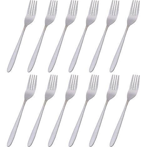 Fourchettes de table, lot de 12 fourchettes en acier inoxydable, couverts, finition miroir, compatibles lave-vaisselle, pour la maison, la cuisine ou le restaurant (1/5)