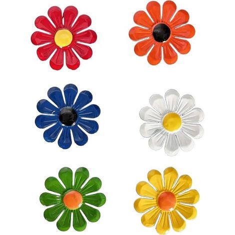 6 Pièces Fleur Décoration Murale en Métal, Decoration Jardin Exterieur, Décoration Murale Extérieure, Décoration de Clôture de Jardin à Suspendre