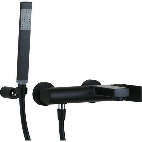 Mitigeur bain mural avec douchette et flexible noir mat Paffoni TILT TI023NO Noir mat (1/2)