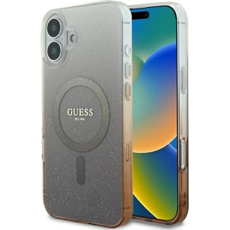 Custodia Guess Glitter Gradient MagSafe marrone per iPhone 16 Plus (1/5)