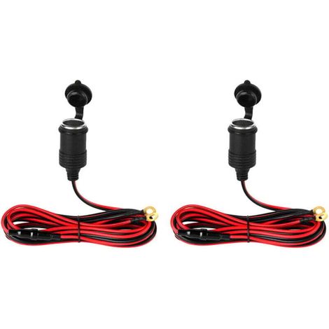 Cigare de voiture 12V allume-cigare prise femelle prise d'extension avec borne à anneau fusionnée 10A(Deux paquets) (1/4)
