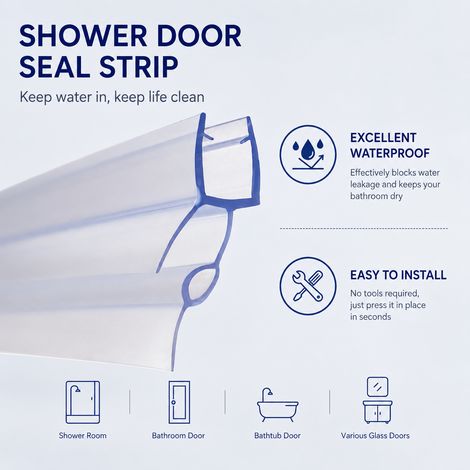 Stech Homes Bath Shower Screen Door Seal Strip for 6mm Glass,Up to 20mm Gap,900mm Adjustable (1/3)