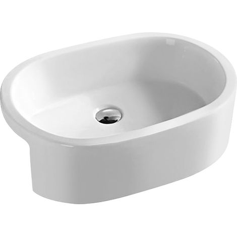 Oval Ceramics Semi Recessed Bathroom Basin, 580mm - Balterley