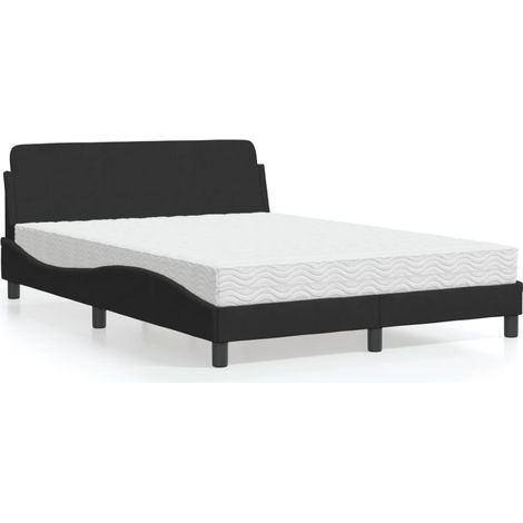 Lit avec matelas-Structure de lit-Lit Adulte noir 140x200 cm velours 495220 (1/5)