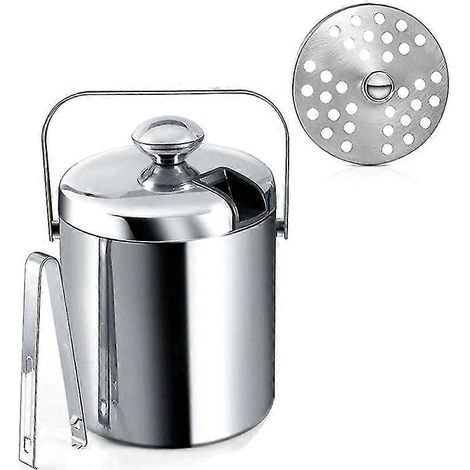 Seau à glace avec couvercle, seau à glace à double paroi avec couvercle, acier inoxydable, 1,3 litre. (1/5)