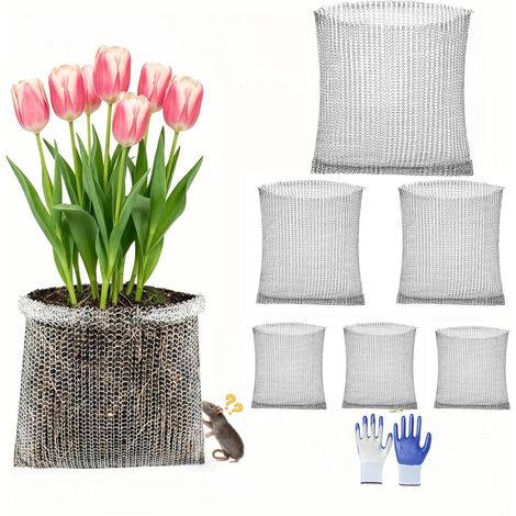 (6 Pcs) Root Guard Gopher Wire Mesh Baskets,3 Size Metal Basket Protect Plant Root from Gophers Moles Voles Mesh,Protect Roots Tubers Tree Flowers (1/5)