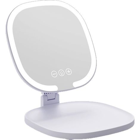 Miroir de maquillage pliable et lumineux très populaire, idéal pour les étudiantes, les bureaux de dortoir et comme miroir de coiffeuse portable.