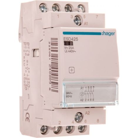 Hager ESD425 relé 25A 24V para aplicaciones industriales