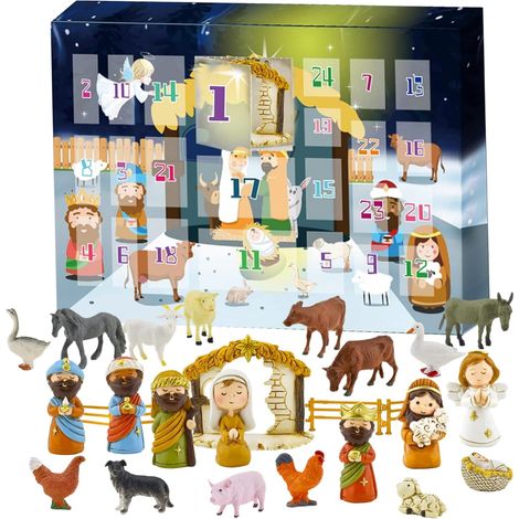 Krippen-Adventskalender, 24 Tage Weihnachts-Adventskalender für Kinder, Jungen, Mädchen, Kinder, Kleinkinder, Teenager, Innenspielzeug (1/5)